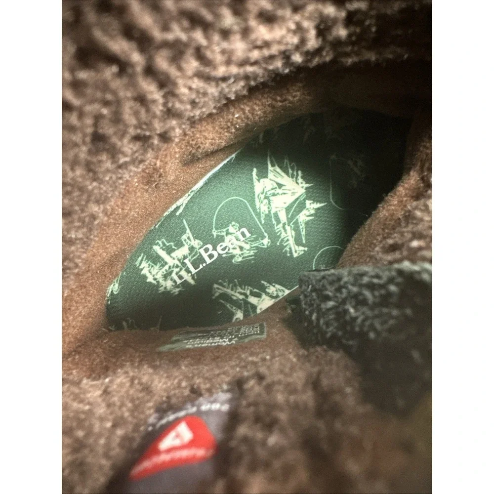 LL Bean 7 M Women's Mountainside Boots‎ Mid Fleece-Lined Brown Side Zip